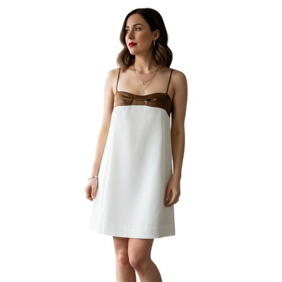 Free People Women's Mini Dress Sz S Brown White Colorblock Spaghetti Strap Boho - mordernwear.com Free People Women's Mini Dress Sz S Brown White Colorblock Spaghetti Strap Boho - mordernwear.com